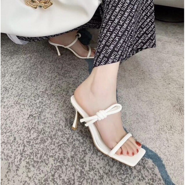 Guốc 2 quai nơ xinh dây mảnh 7 phân THG22