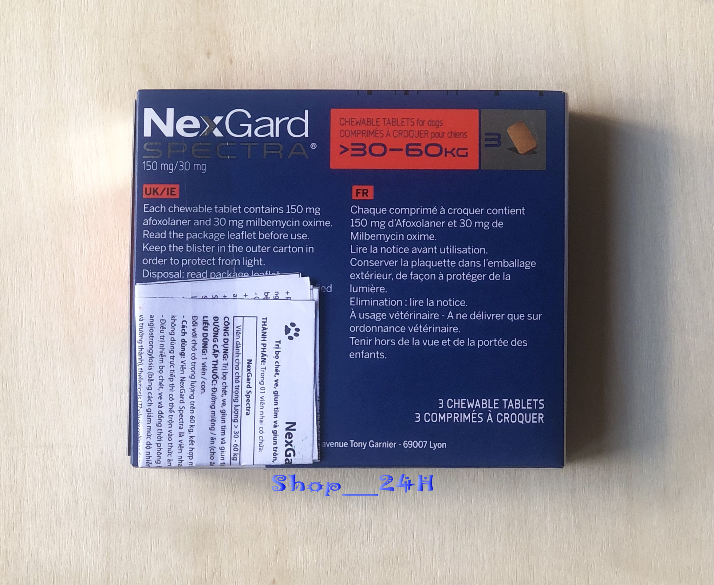 NEXGARD SPECTRA size XL cho chó từ 30.1-60 kg (8g/viên x 3 viên/hộp)