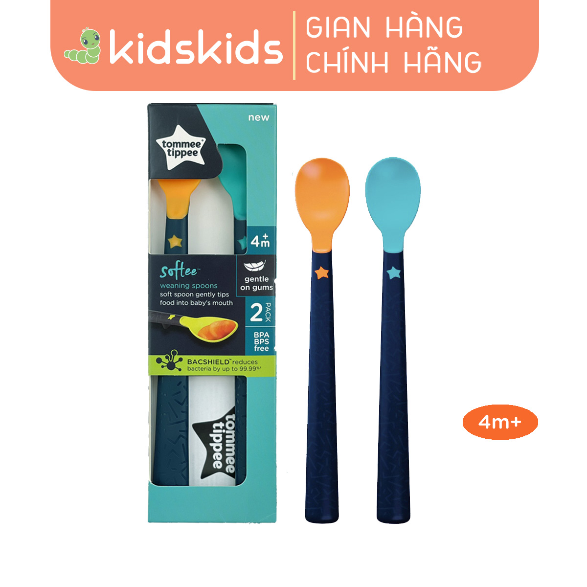 Thìa Ăn Dặm Tommee Tippee Softee, Cho Bé Từ 4 Tháng - Set 5 Thìa, Tách Lẻ (Giao Màu Ngẫu Nhiên)