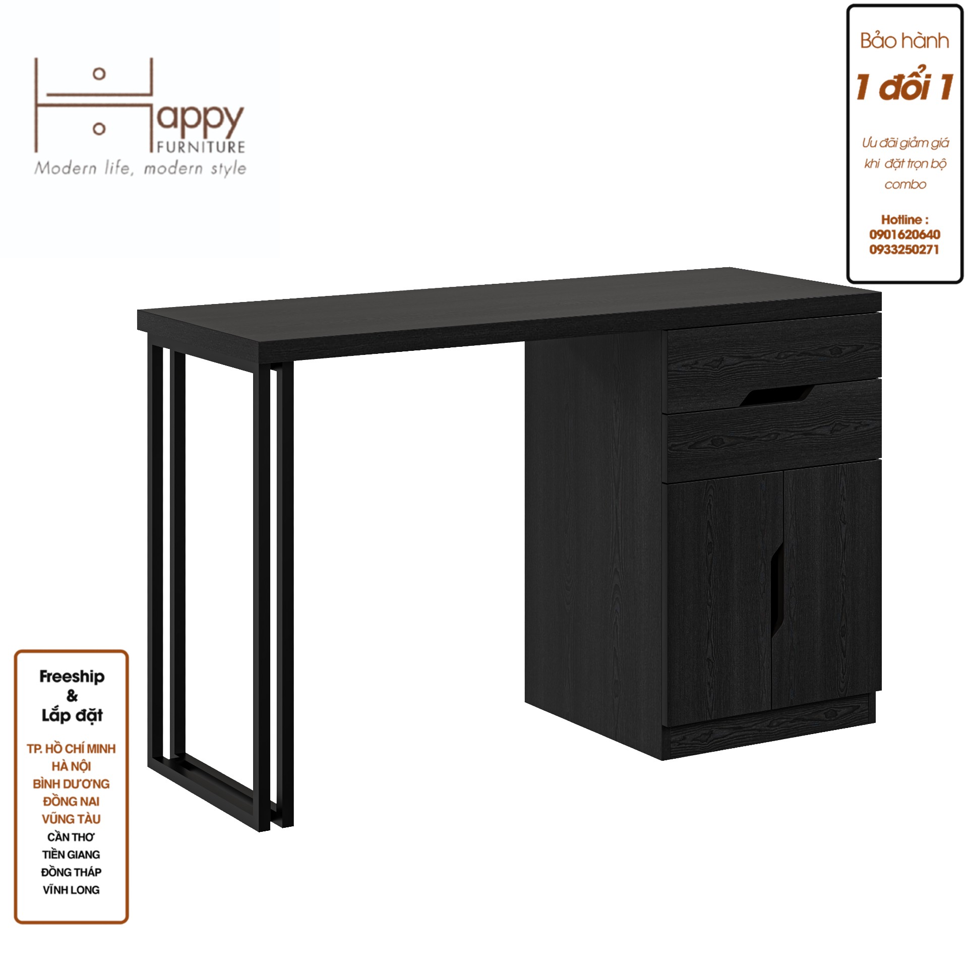 [Happy Home Furniture] DASH , Bàn trang điểm - chân sắt , 120cm x 45cm x75cm ( DxRxC), BAN_029