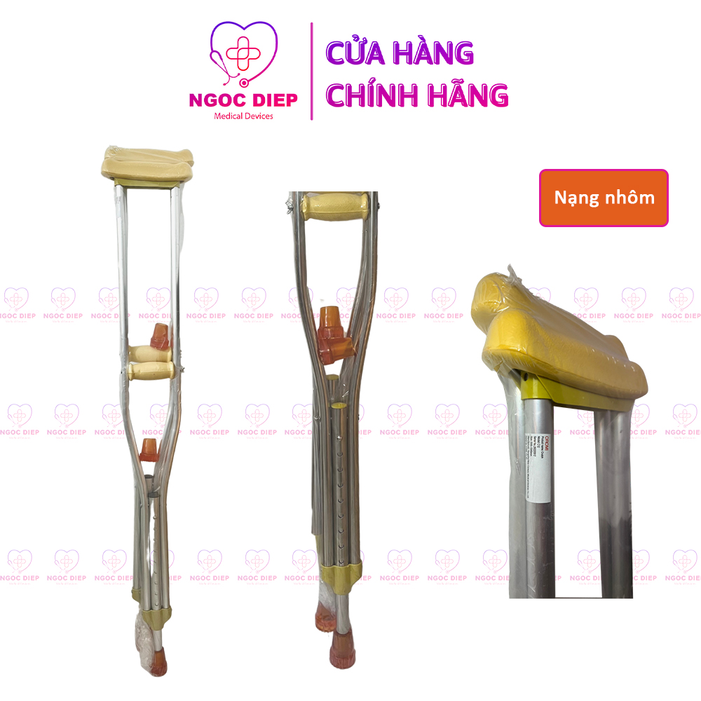 Nạng chống nách nhôm/inox có cao su mềm OROMI C11/C12 - Dụng cụ hỗ trợ người khuyết tật