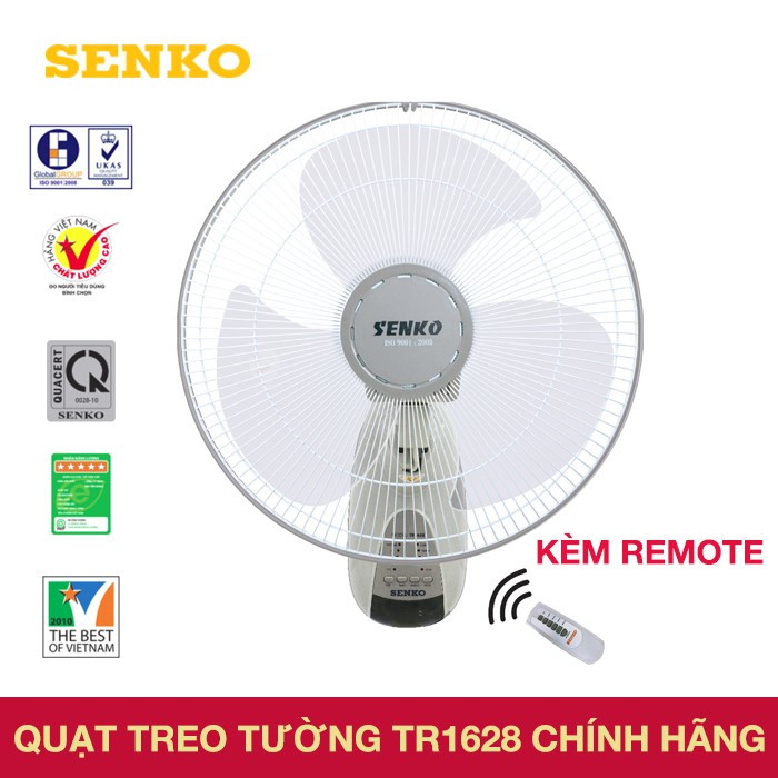 Quạt Treo Tường Senko Có Remote TR1628 Màu kem môn - Hàng Chính Hãng