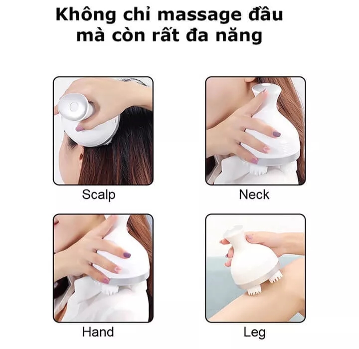 Máy massage đầu mini 3D đa năng kết hợp mát xa toàn thân tăng cường lưu thông tuần hoàn máu, thư giãn cơ thể