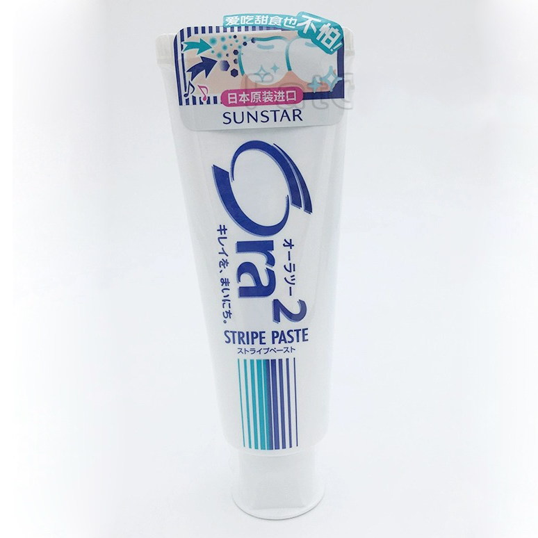 Kem đánh răng Ora2 Stripe Paste Nhật Bản 140g, Thơm miệng, ngừa sâu răng