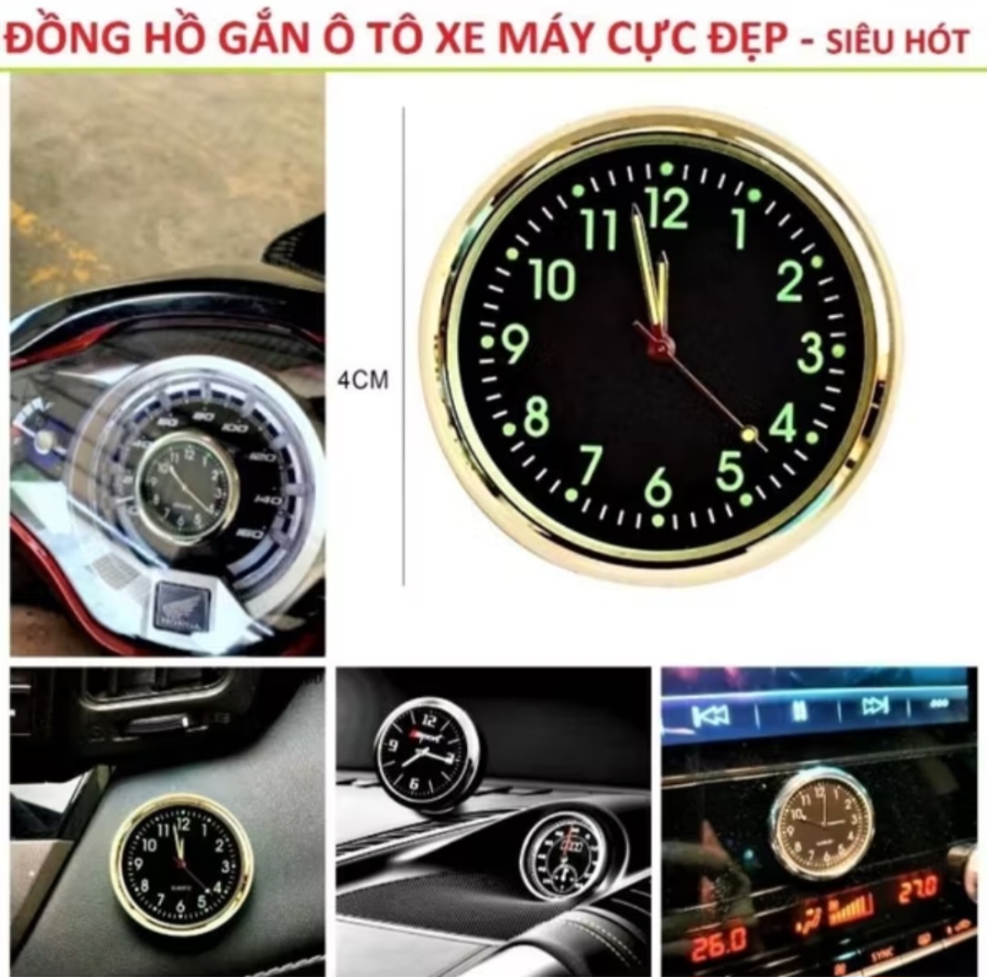 1 CÁI ĐỒNG HỒ TAPLO KIM TRANG TRÍ XE MÁY ÔTÔ MẪU MỚI CỰC ĐẸP