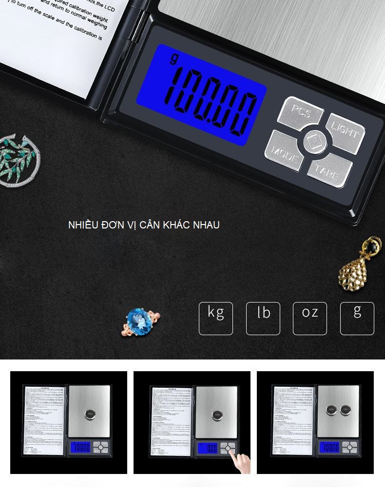 Cân tiểu ly điện tử nhà bếp đa năng độ chính xác cao dạng Notebook
