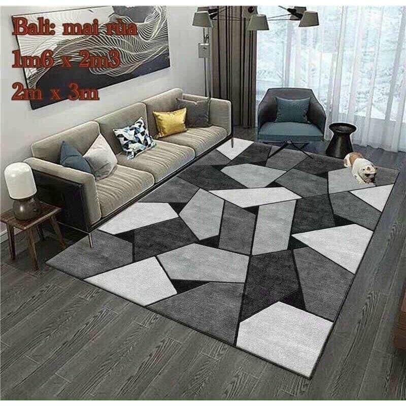 Thảm trải sàn Bali 5D mẫu đuôi công 1m6x2m3 và 2mx3m