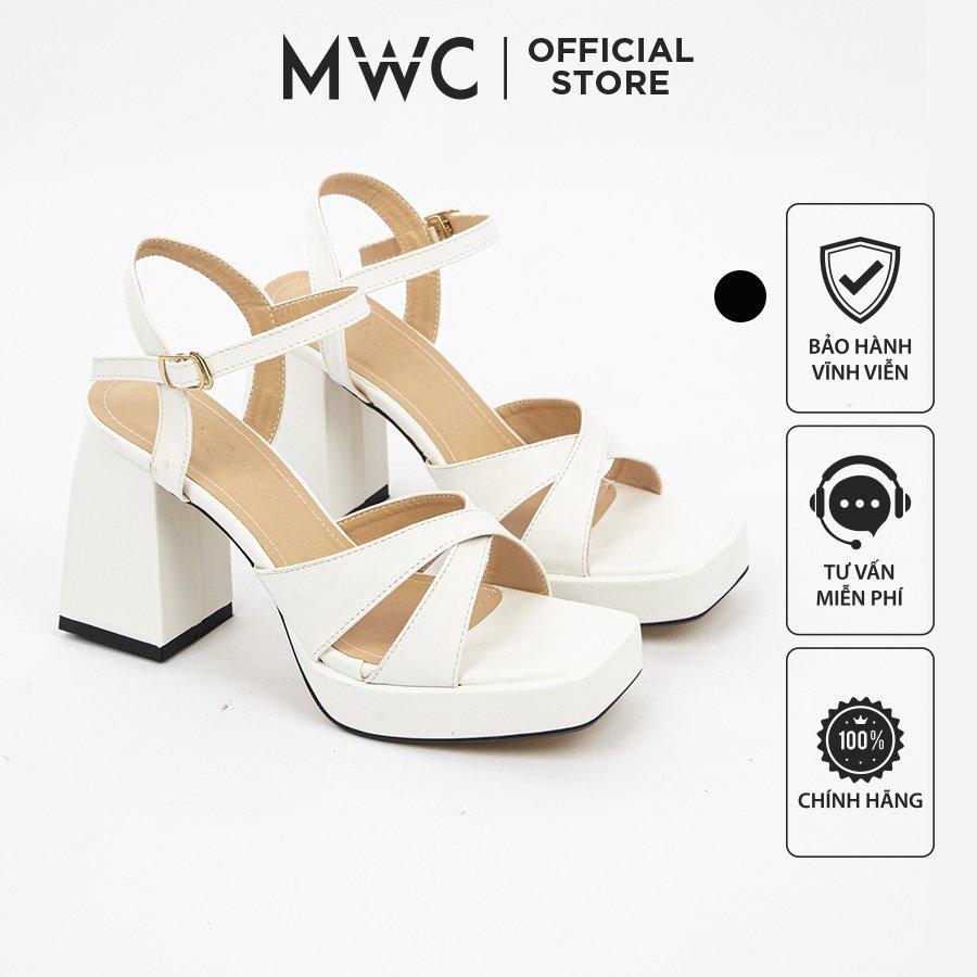 Giày Cao Gót MWC 4369 - Giày Sandal Cao Gót Đế Đúp Quai Chéo Cách Điệu Phối Quai Hậu Thời Trang