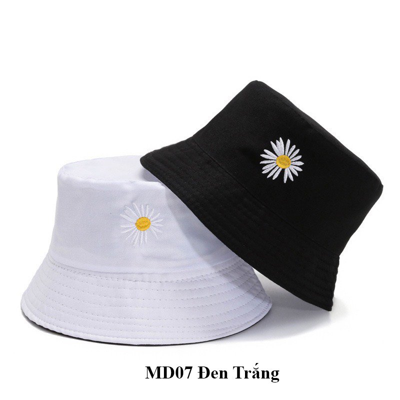 Nón Bucket, Nón Vành Tròn Nhỏ, Mũ Thời Trang Thêu Hoa Cúc Hottrend Siêu Dễ Thương MD07