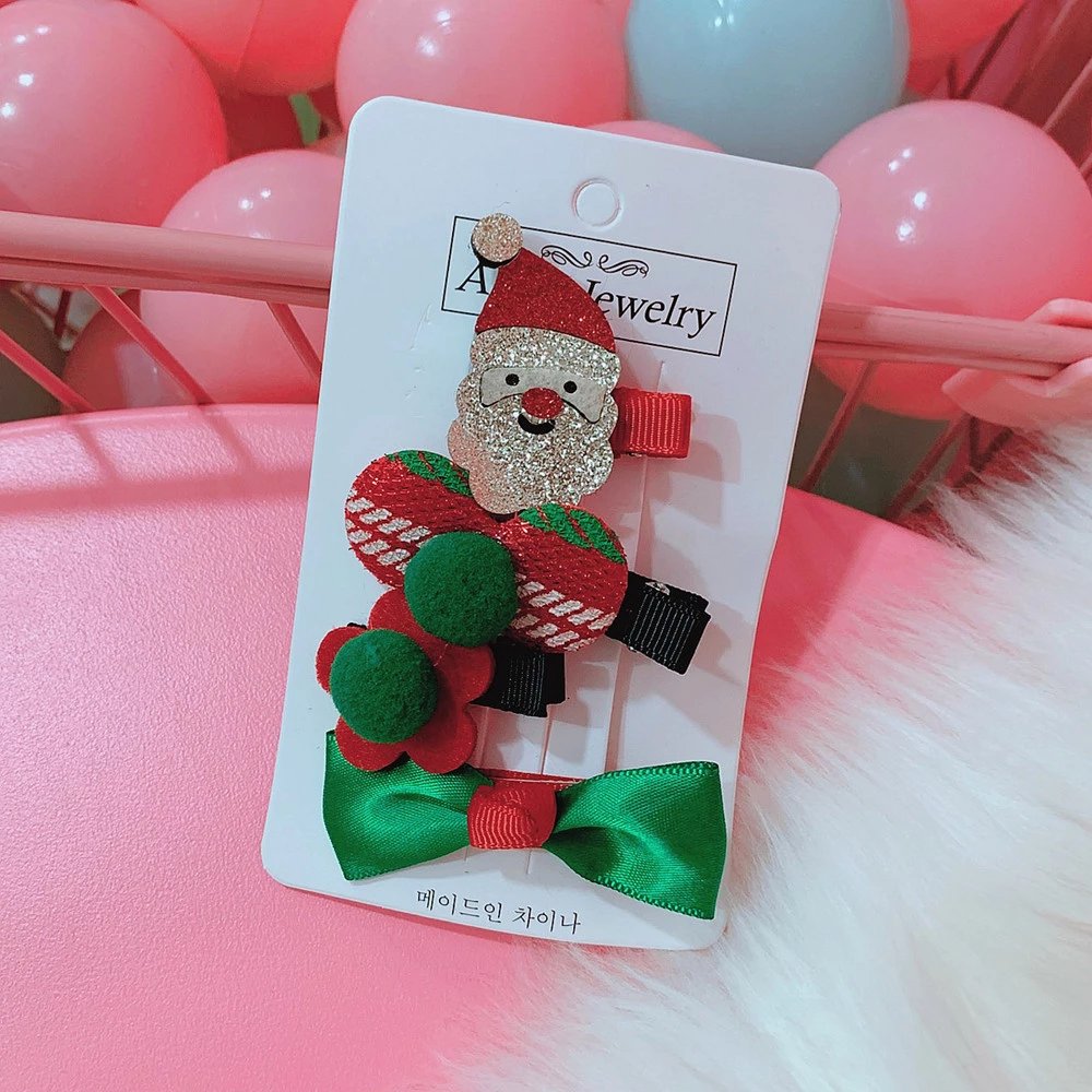 Set 4 Kẹp Tóc Mái Noel Dễ Thương Cho Bé Gái – Giao Ngẫu Nhiên