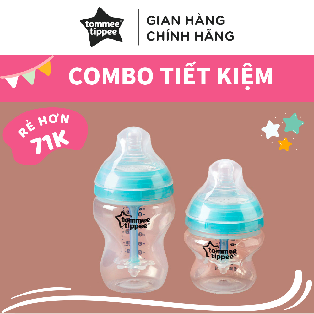 COMBO Bình sữa siêu chống đầy hơi kèm báo nhiệt Tommee Tippee Advanced Anti-Colic 150ml và 260ml