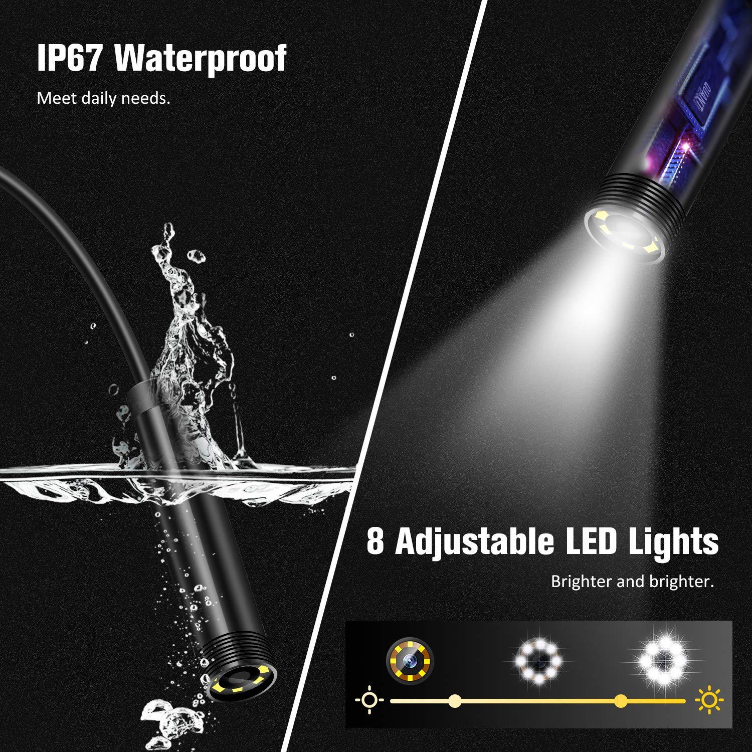 Industrial Endoscope Camera 1080P 4.3 " IPS Single Dual Lens Pipe Car Inspection Camera IP68 Waterproof 8 LEDs For Sewer Engine