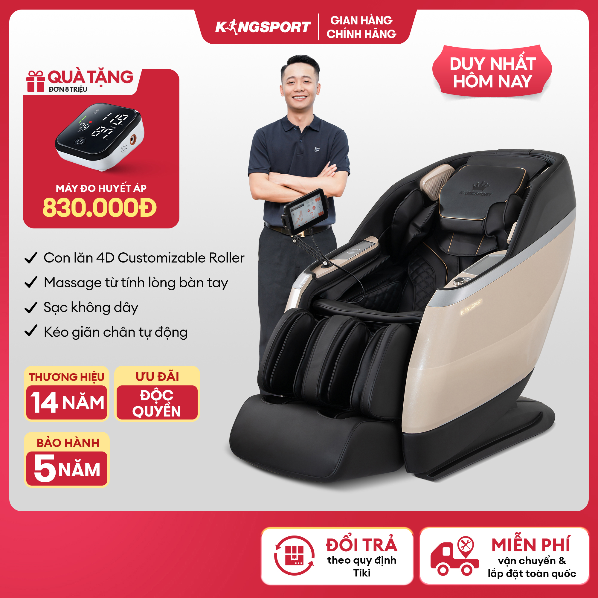 CHỈ GIAO MIỀN BẮC | Ghế massage KINGSPORT CLASSIC G93 Hệ thống con lăn 3D, 30 chương trình massage tự động