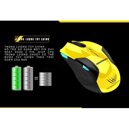 Chuột Không Dây Gaming Newmen E500+ (Mẫu m=Mới 2020) - Hàng Chính Hãng