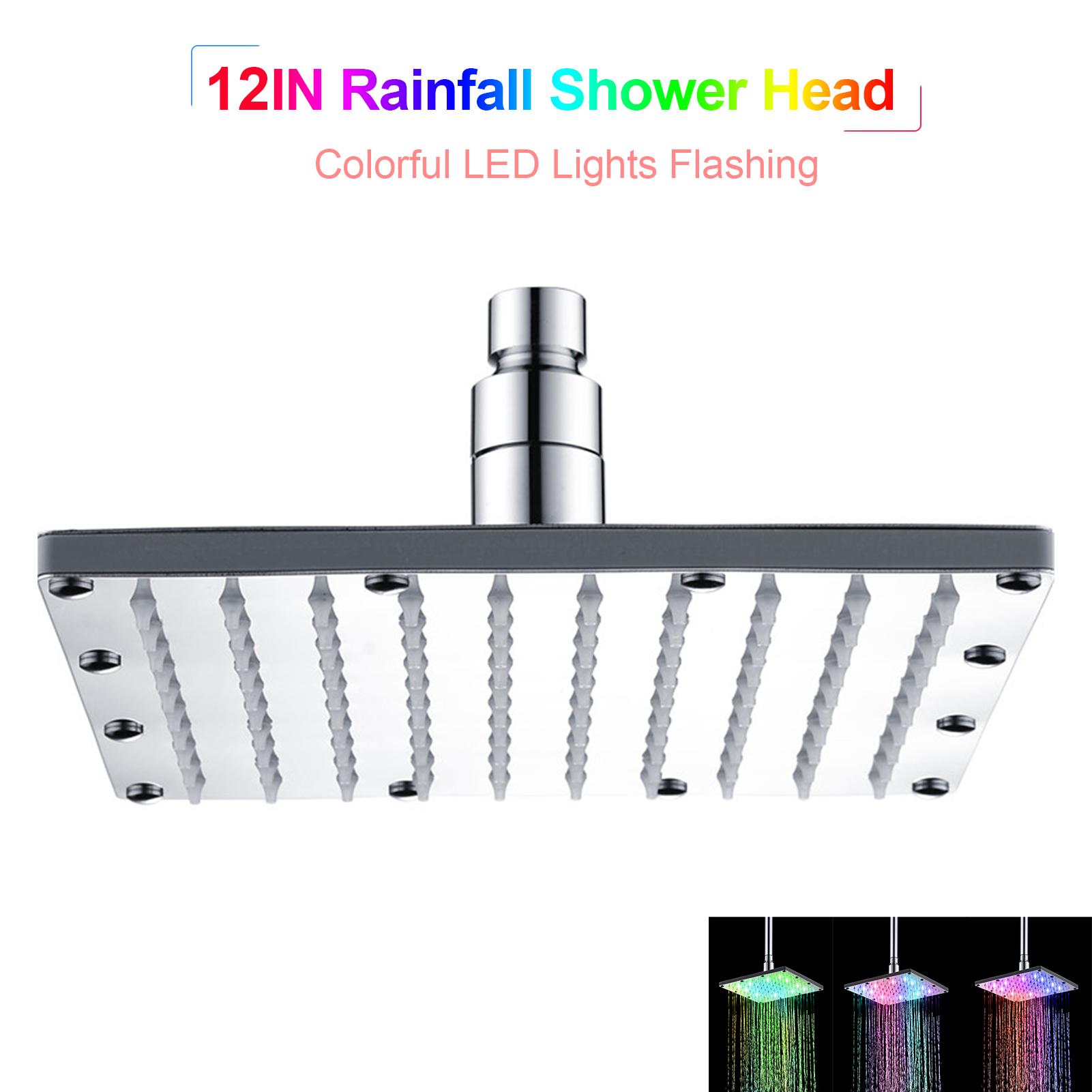 Đầu vòi sen tự động hình vuông 12inch có đèn Led nhấp nháy bằng chất liệu ABS phủ kim loại chống ăn mong chiệu nhiệt cao