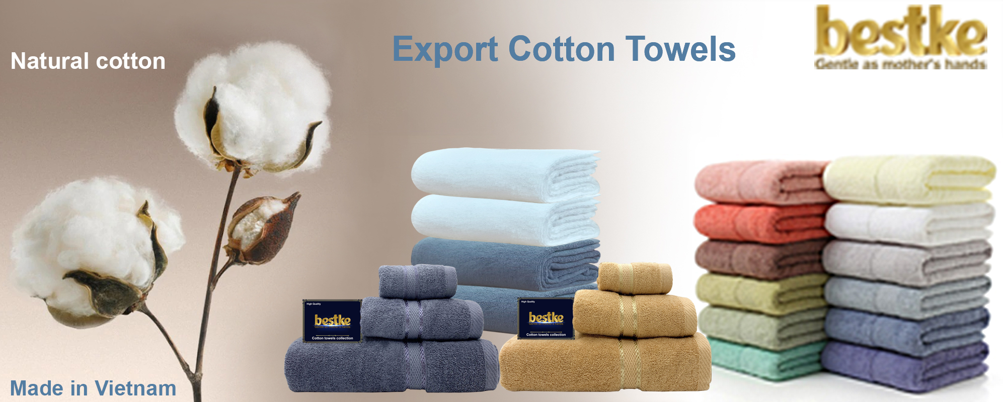 Set 3 Khăn gội bestke 100% cotton xuất khẩu Nhật, mềm mại và thấm hút, màu trắng hotel, Cotton towels, towels manufacturer