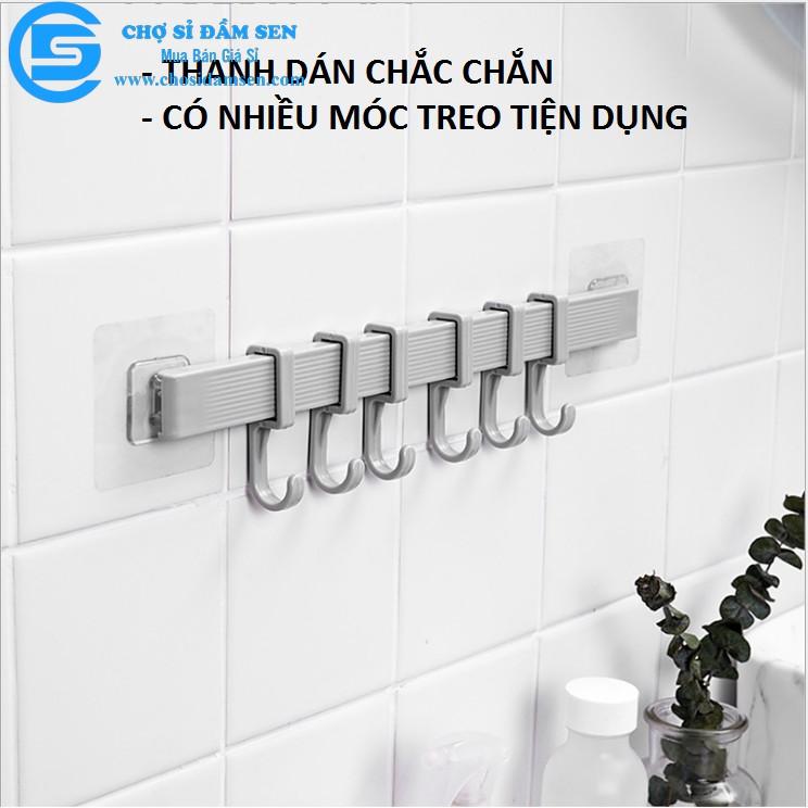 Thanh treo đồ dán tường,tủ quần áo, nhà bếp, có 6 móc chịu lực tiết kiệm diện tích