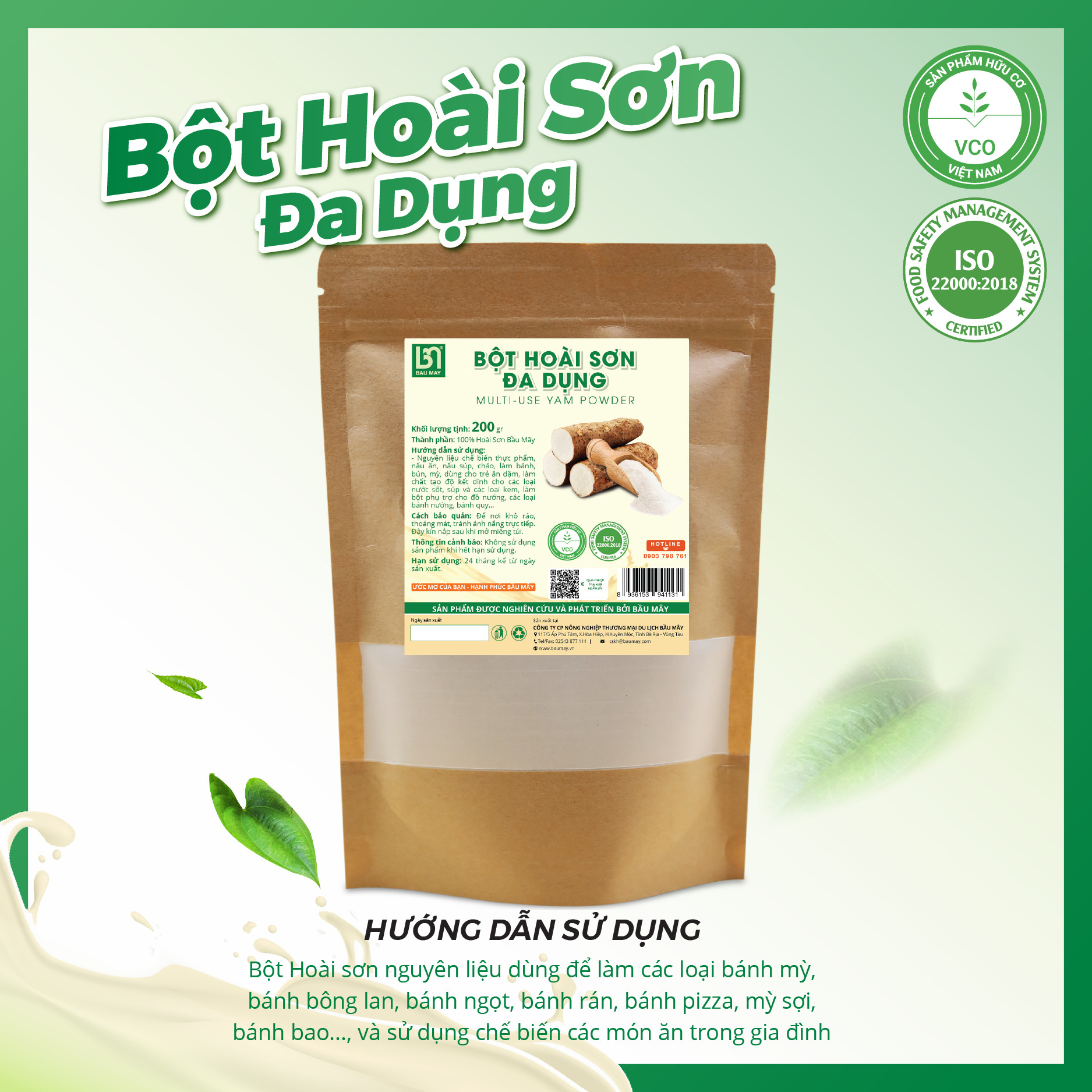 Bột Hoài sơn đa dụng hữu cơ 200g