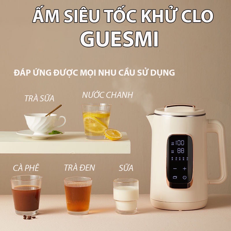 Ấm đun nước siêu tốc khử Clo trong nước giữ nhiệt 48H GUESMI NTC cảm ứng cao cấp - tiết kiệm điện