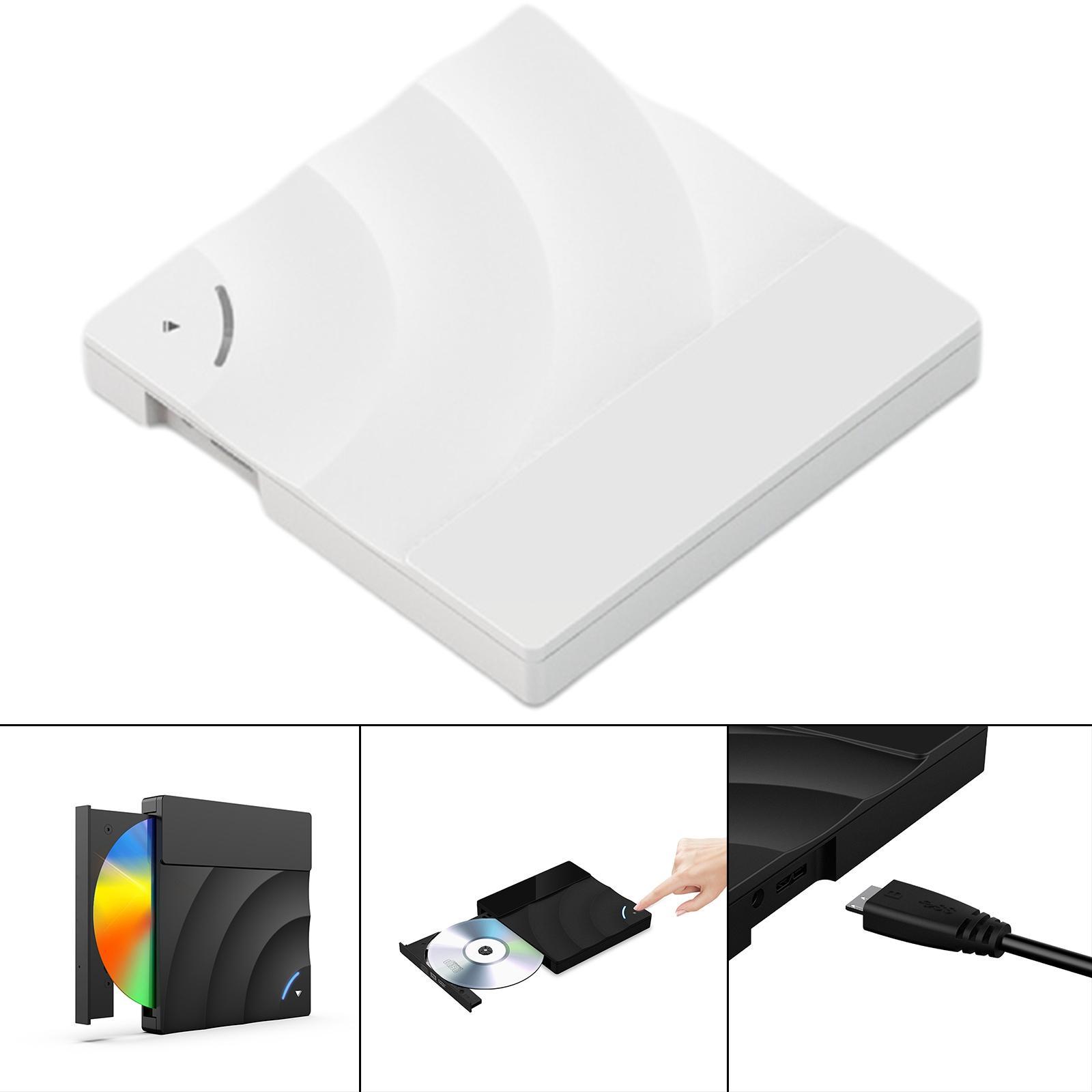Portable External   Rw Drive USB 3.0 Optical Drive PC for Windows  White