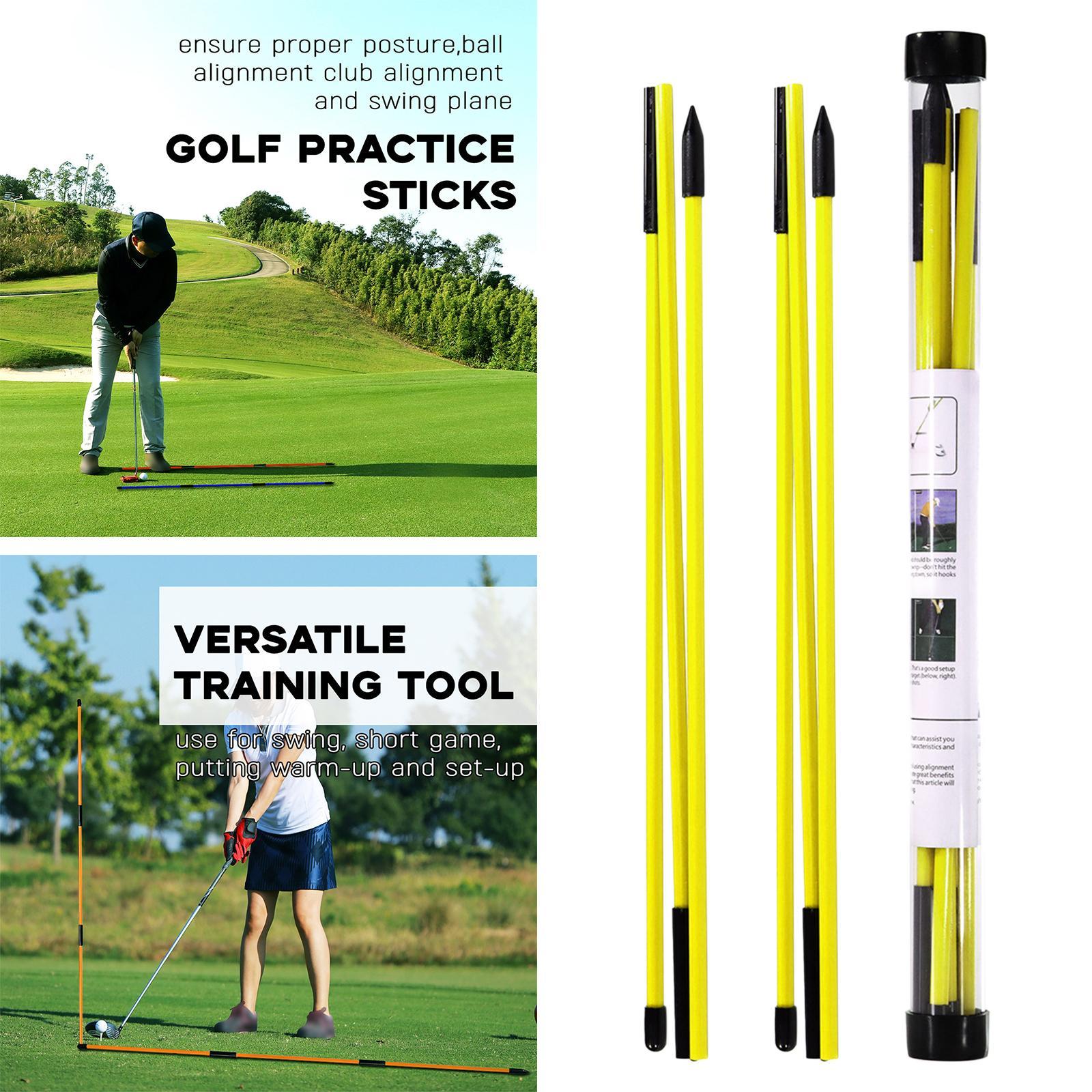 Set of 2 Golf Alignment Sticks Foldable Golf Training Aid Anti-Flip Posture Corrector Putting