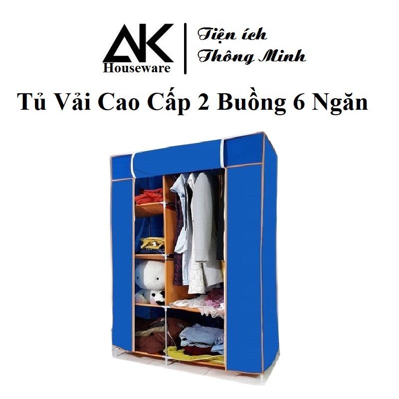 Tủ vải quần áo 2 buồng 6 ngăn Thăng Long- Hà Nội, khung sắt sơn tĩnh điện - tủ vải 2 buồng 6 ngăn