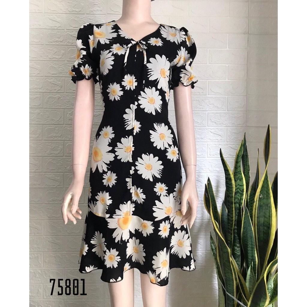 ĐẦM XÒE TAY NGẮN CỔ CHỮ V HOA CỰC ĐẸP , SANG / CÓ SIZE XXL