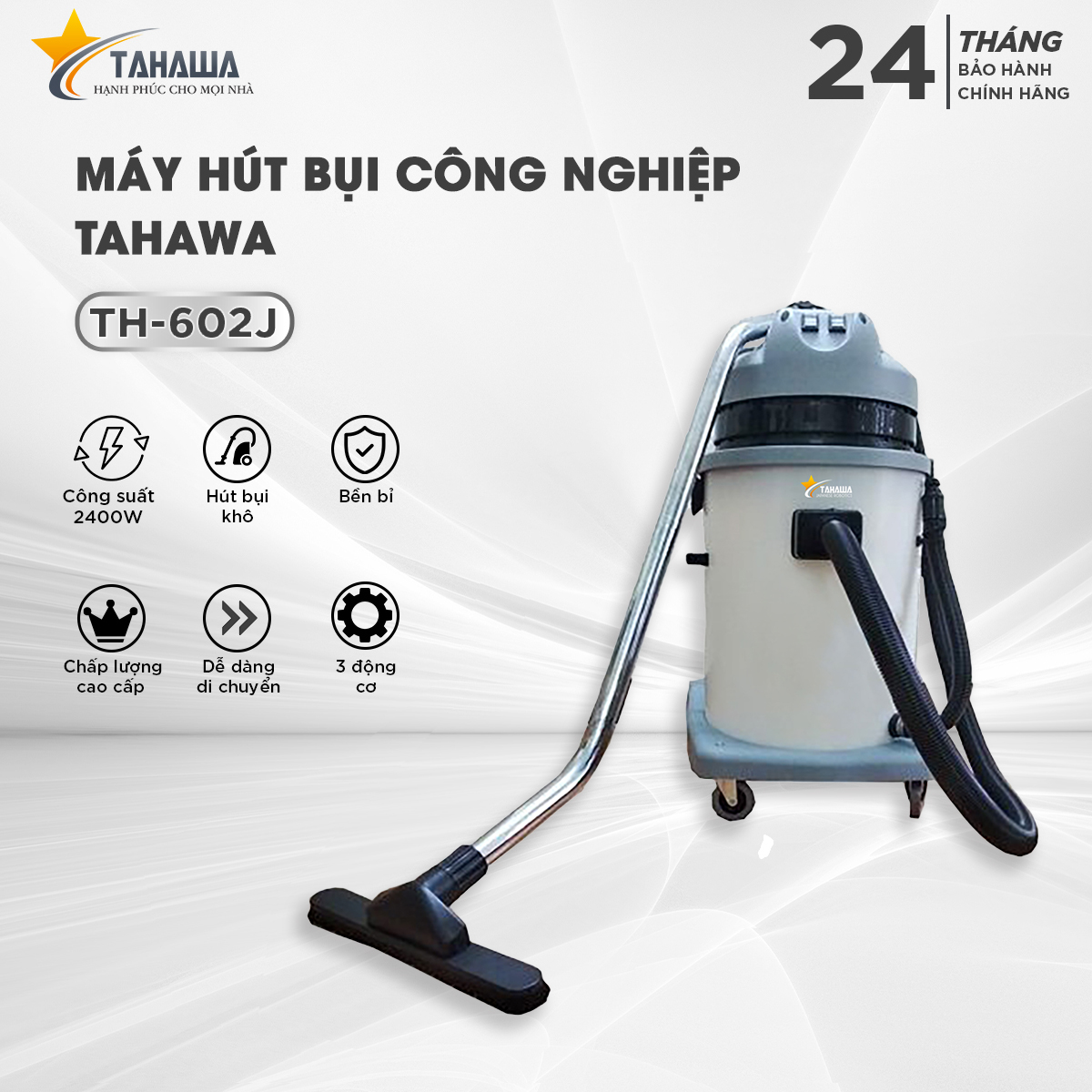 Máy Hút Bụi Công Nghiệp Hàng Nhập khẩu Tahawa TH-602J vệ sinh và làm sạch trong các khu công nghiệp lớn, cơ sở sản xuất, nhà xưởng, khu tái chế