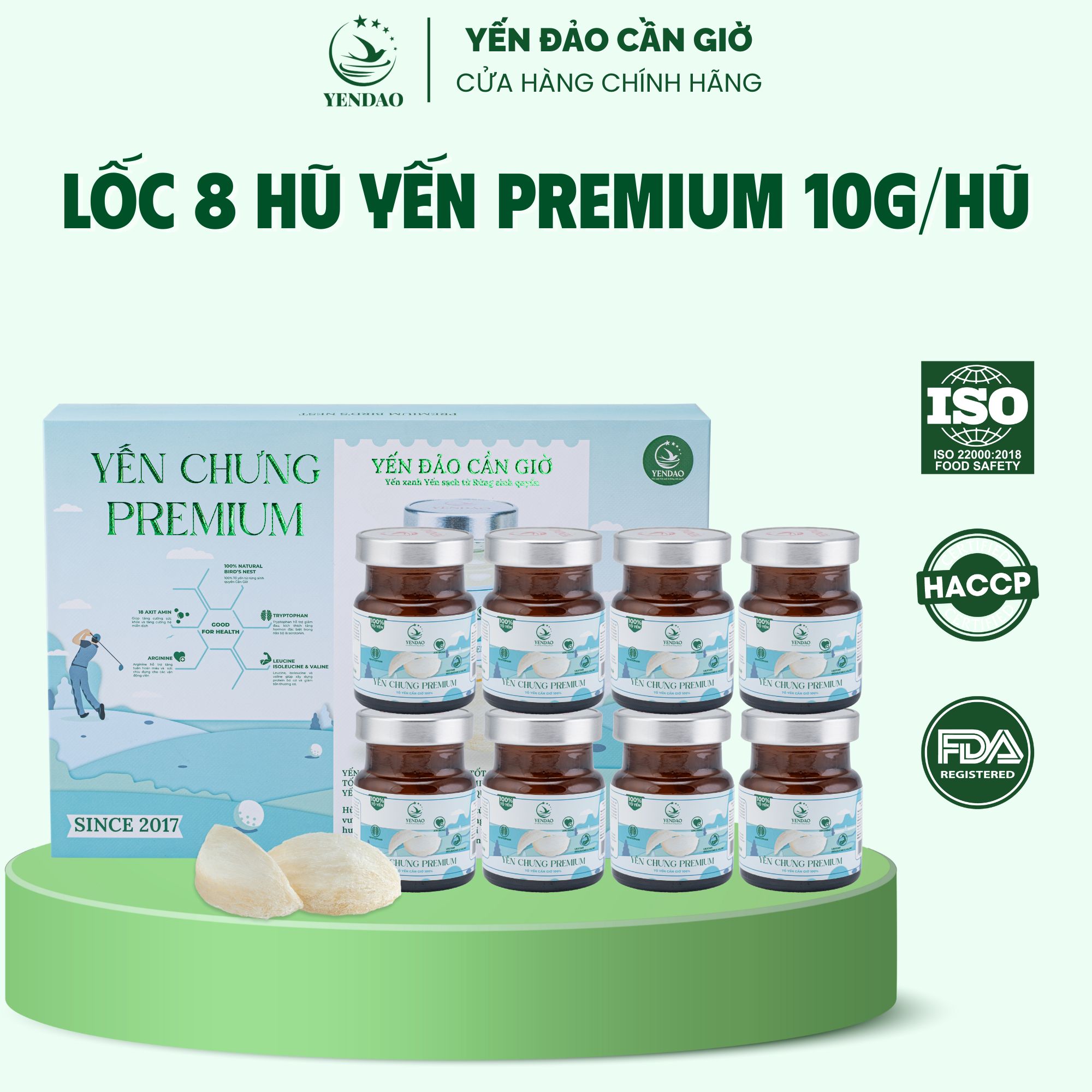 Yến Đảo - Tổ Yến Chưng Premium Dòng Cao Cấp Hàm Lượng Yến Cao Giàu Dinh Dưỡng Dạng Lốc 8 Hũ