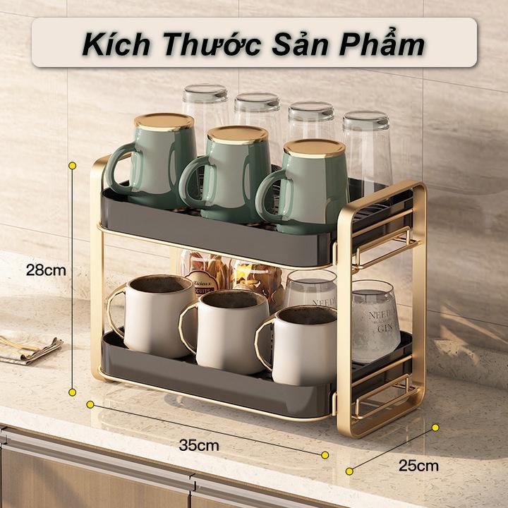 Kệ 2 Tầng Đựng Ly Tách trang trí đẹp mắt nhà cửa G&amp;B Decor ️ Hanrui Offical️