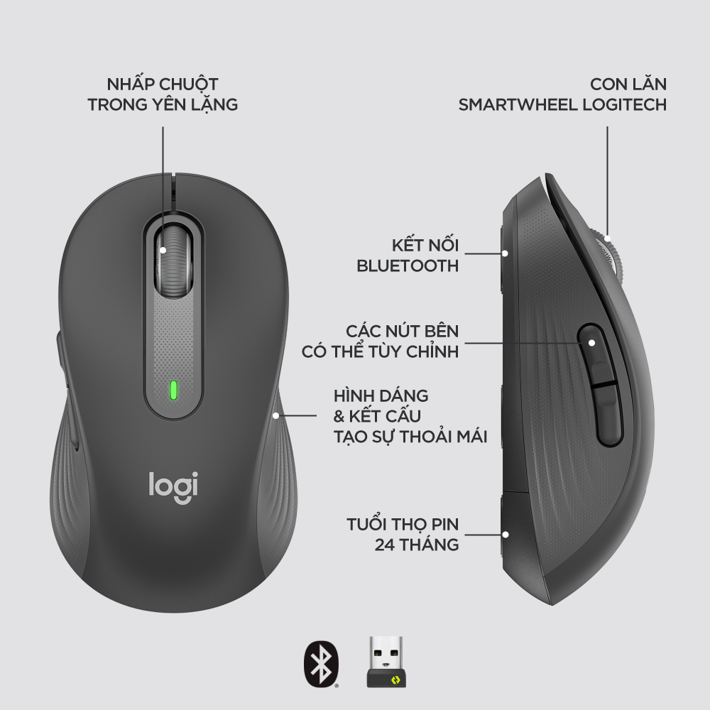 Chuột không dây Bluetooth Logitech Signature M650 L - Hàng Chính Hãng