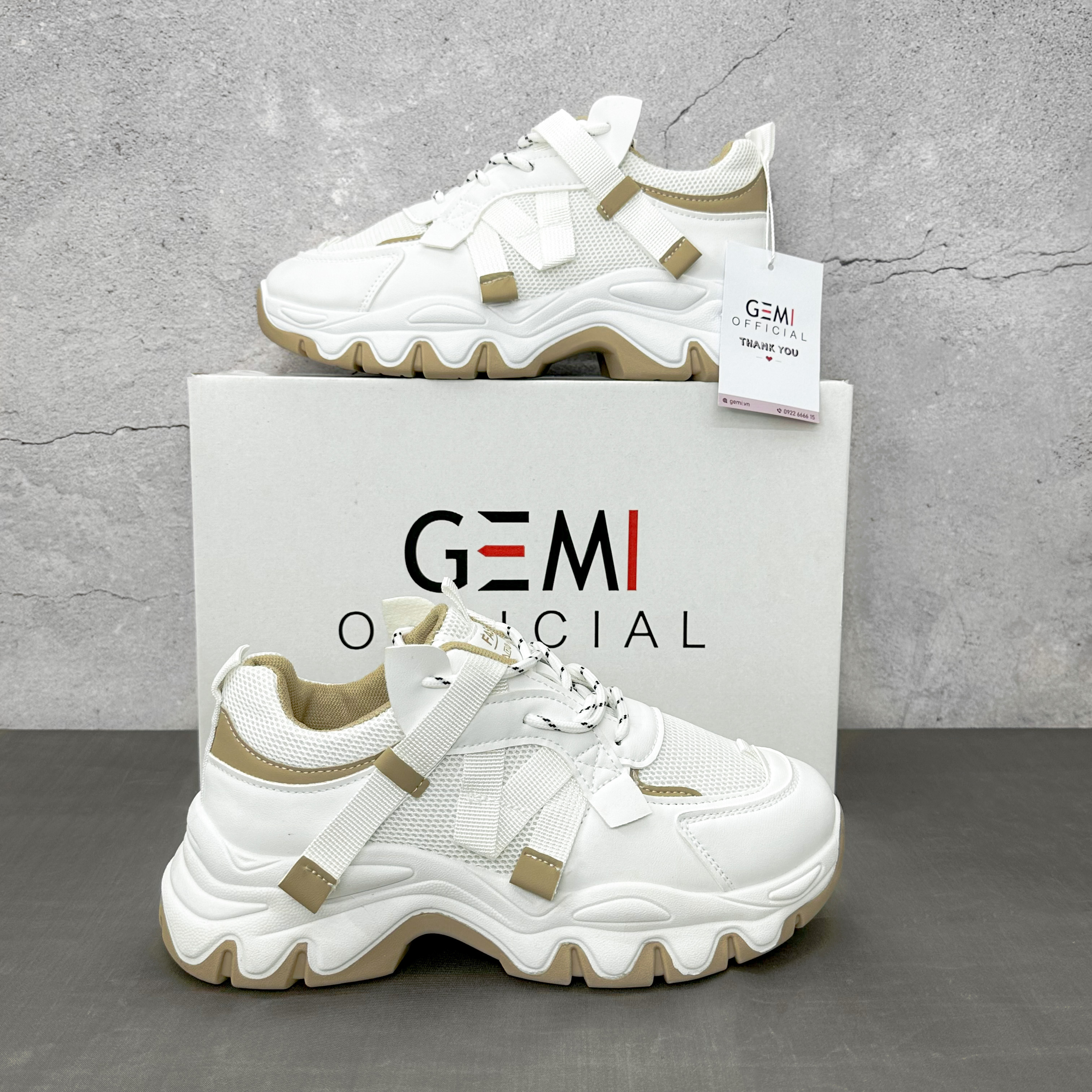Giày thể thao nữ GEMI - giày ullzzang màu Đen Nâu, Dế dày tăng chiều cao - M7337