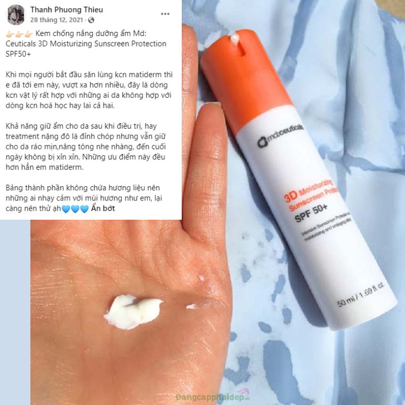 Kem Chống Nắng Vật Lý Bảo Vệ Da, Giữ Ẩm md:ceuticals 3D Moisturizing Suncreen Protection SPF50 50ml