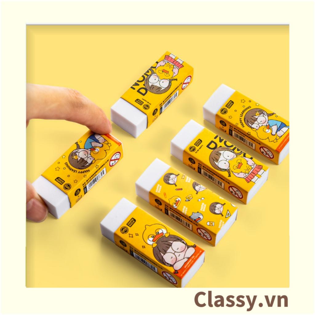 Gôm tẩy bút chì Classy hình chữ nhật, màu vàng họa tiết chibi dùng cho học sinh, sinh viên PK1329