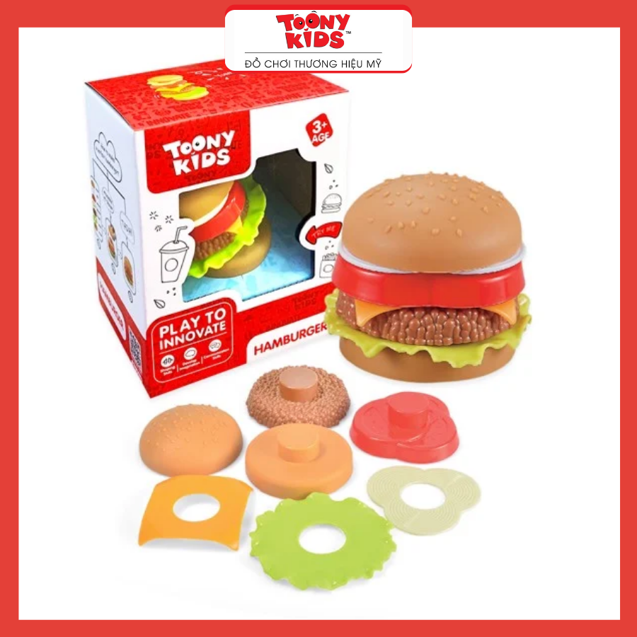 Đồ Chơi Nấu Ăn Humburger 3 TOONYKIDS - Đồ Chơi Nhà Bếp Cho Bé - Hamburger TN079 [Tặng Kèm Sticker