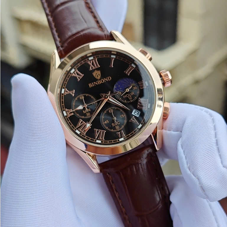 Đồng Hồ Nam Phong Cách Doanh Nhân - Lịch Mặt Trời - Chạy Đủ 6 Kim - Hàng Chính Hãng