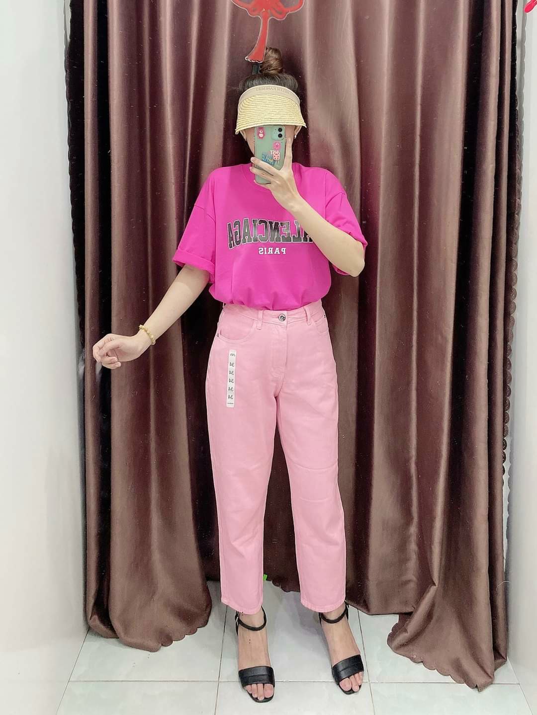 Quần jeans baggy hồng chất lừ