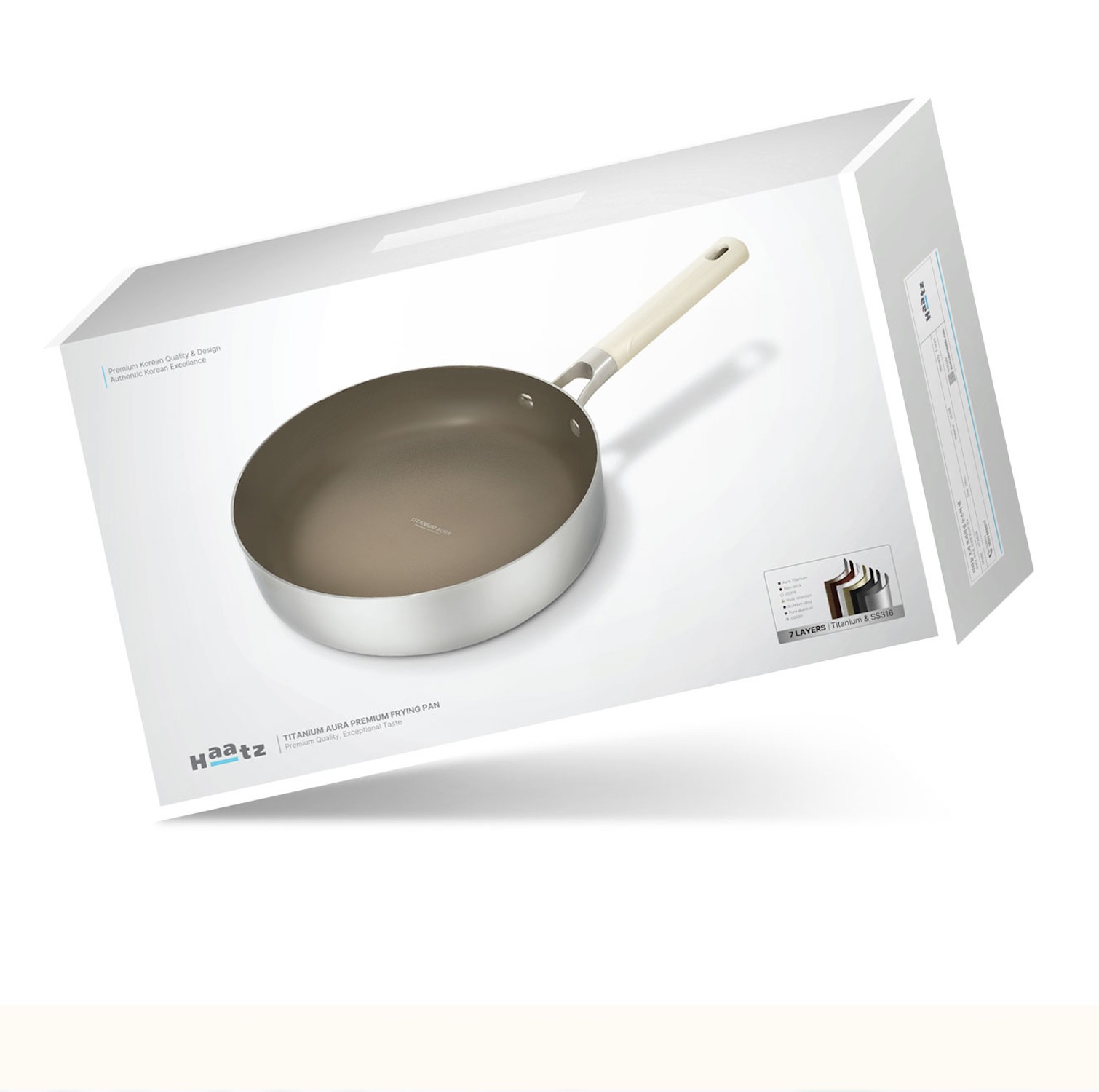 Chảo Titanium Aura Haatz HTA720 Size 20cm, inox 316, Chống Dính Tự Thân, Bền Bỉ, Dùng Cho Mọi Loại Bếp - Hàng Chính Hãng