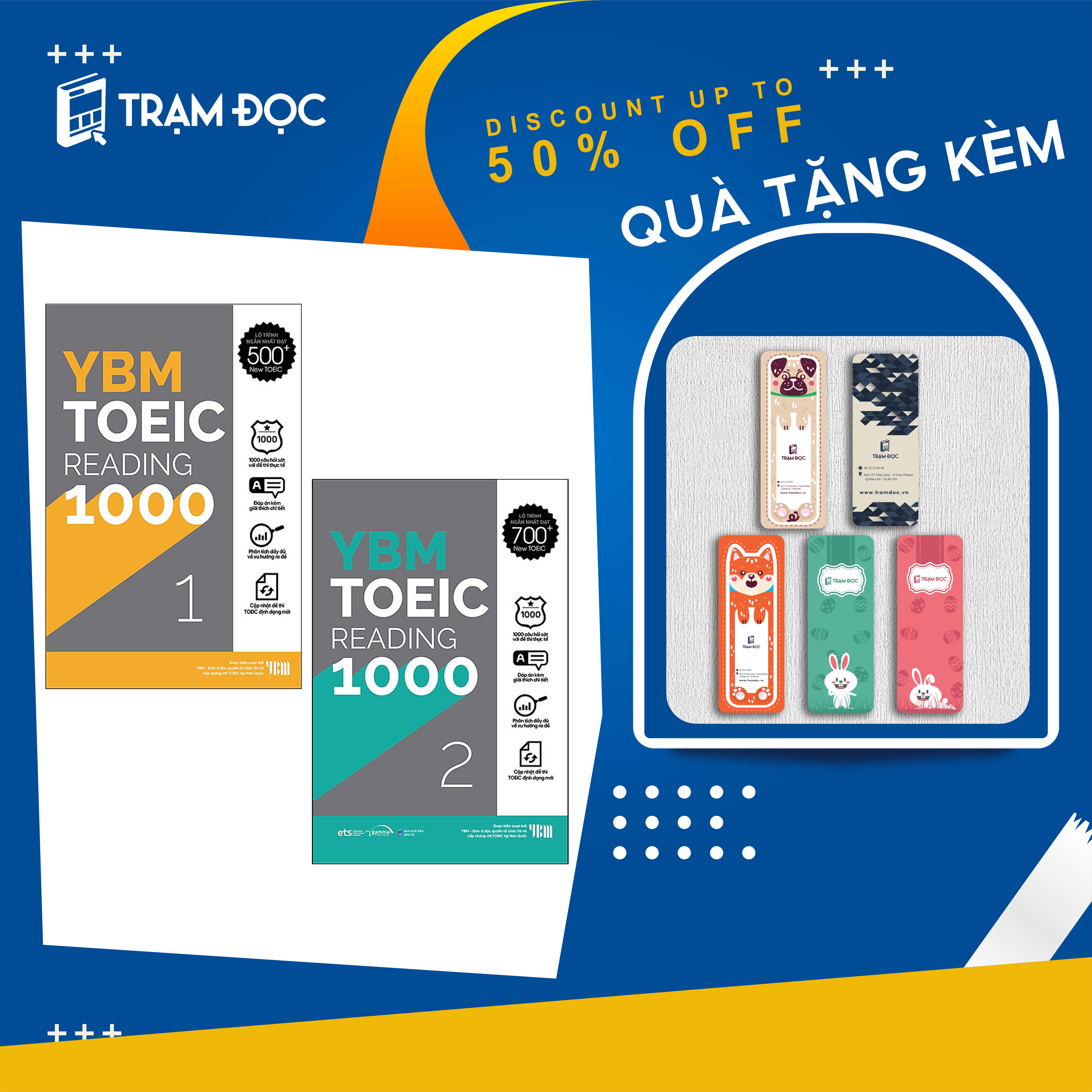 Trạm Đọc Official |  Combo YBM TOEIC Reading 1000 2 Vol (Trọn Bộ 2 Cuốn)
