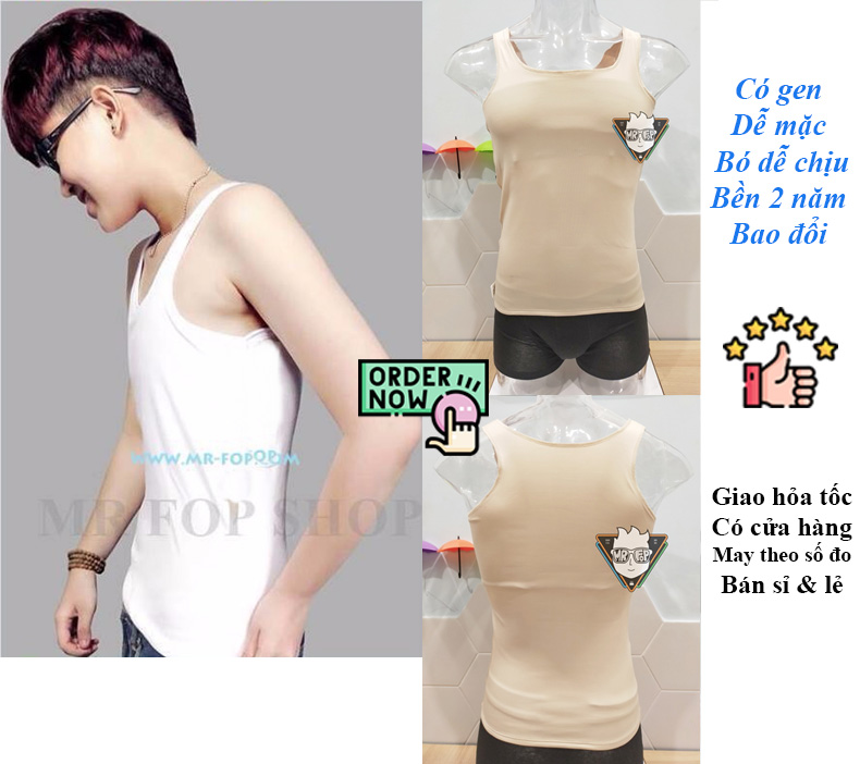 Áo nịt dáng dài không gài không dán Có gen, Viền / Không viền Tomboy Transguy