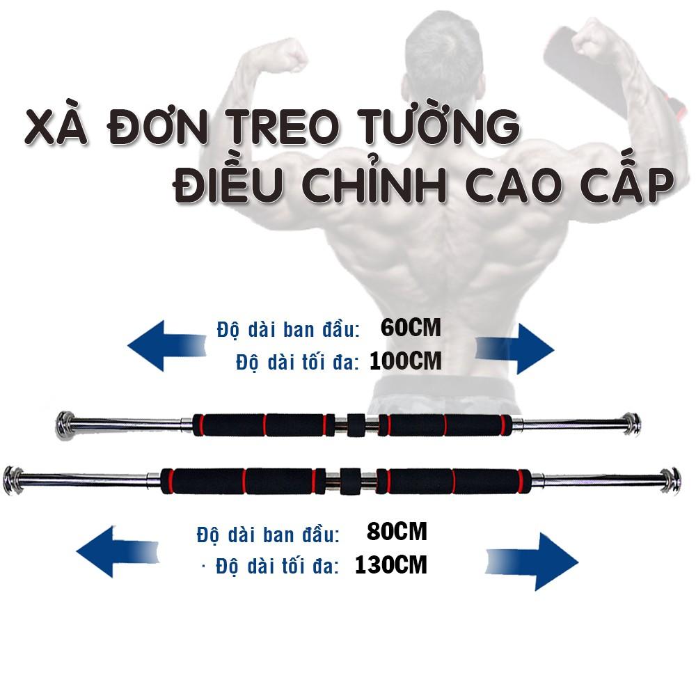 Thanh tập xà đơn treo tường gắn cửa nhiều cỡ từ 60-150cm kích thước có thể tùy chỉnh phù hợp tập gym tại nhà