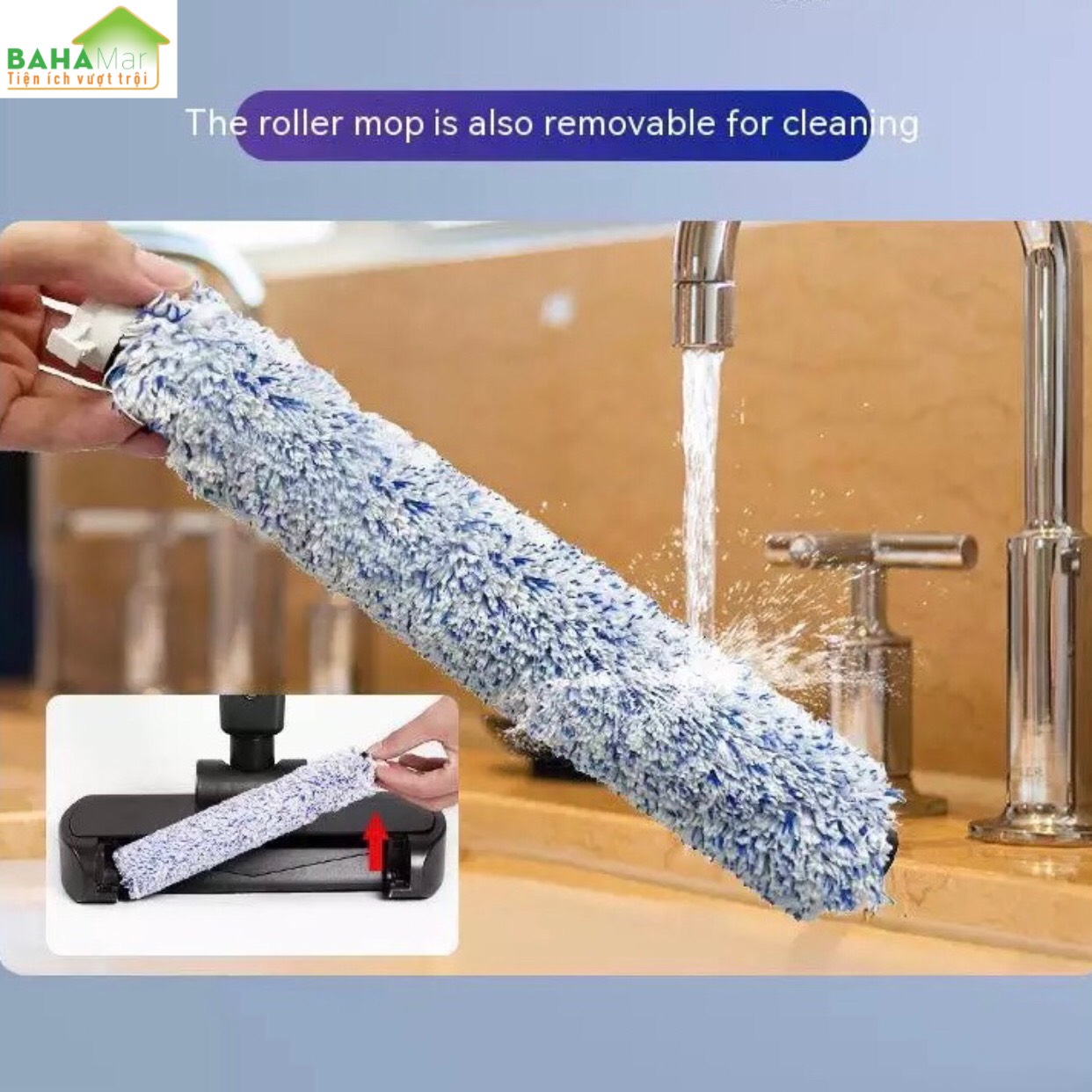 BỘ MÁY HÚT BỤI - LAU NHÀ THÔNG MINH LAU ƯỚT VÀ KHÔ BẰNG CON LĂN HÚT - GIẶT TỰ ĐỘNG "BAHAMAR" tự động lau ướt và khô thông minh, có con lăn thực hiện hút và giặt thuận tiện không lo bẩn tay
