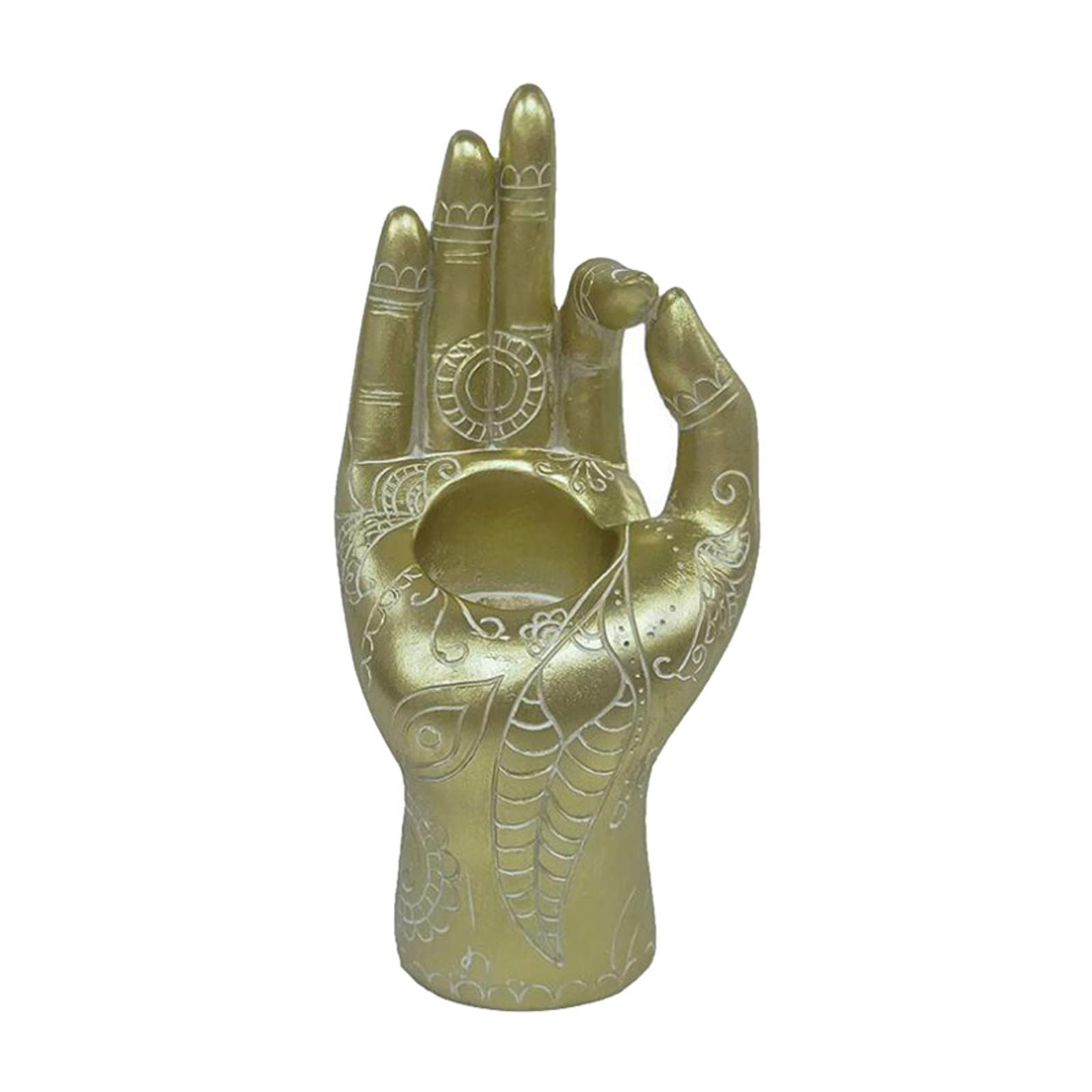 Buddha Yoga Mudra Hand Home Candle Holder Meditation Room Ornament Bronze
