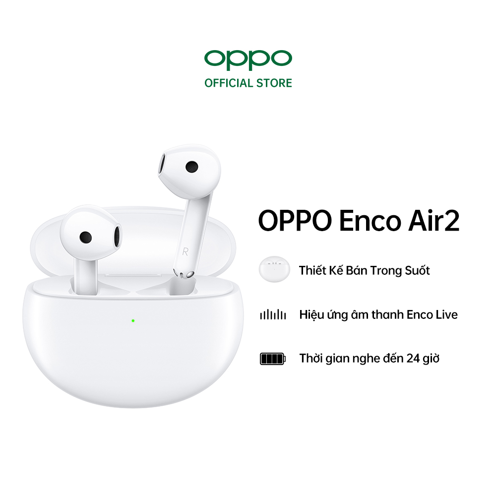 Hình ảnh Tai Nghe True Wireless OPPO Enco Air 2 | Chống Ồn Thông Minh Ai | Màng Loa Mạ Titan 13.4mm | Hàng Chính Hãng