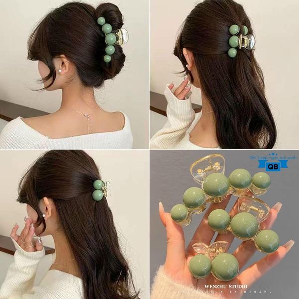 SET 3 KẸP TÓC ĐÁ XANH PHONG CÁCH DỊU DÀNG CHO NỮ