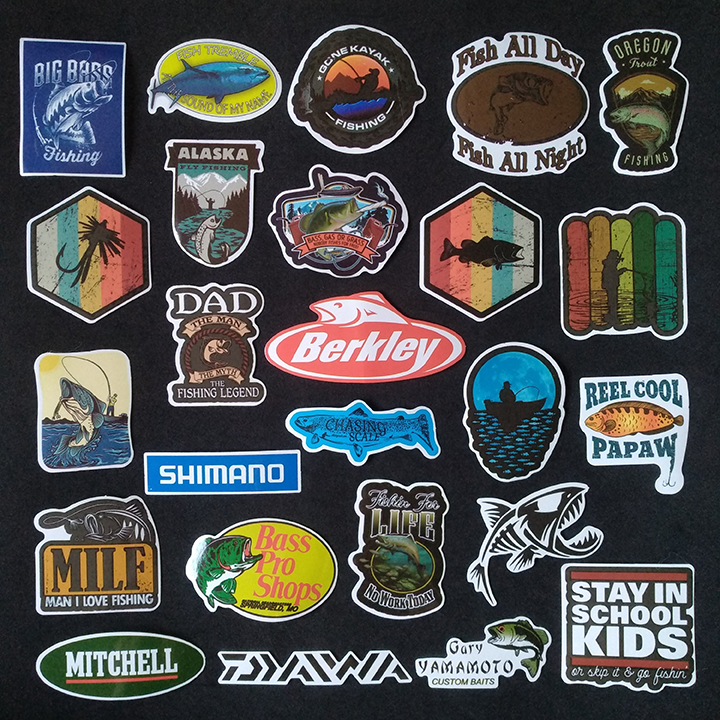 Bộ Sticker dán cao cấp chủ đề CÂU CÁ - FISHING - Dùng dán Xe, dán mũ bảo hiểm, dán Laptop...