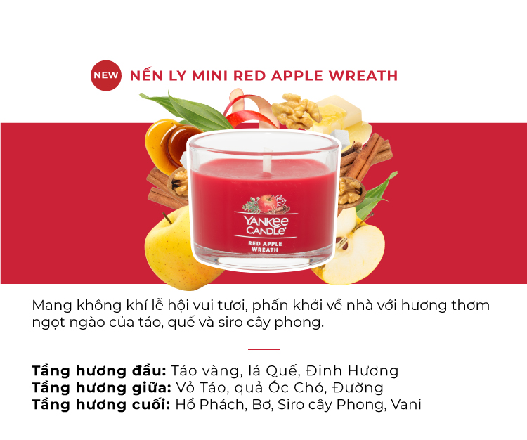 Nến ly mini Yankee Candle (37g) - Red Apple Wreath