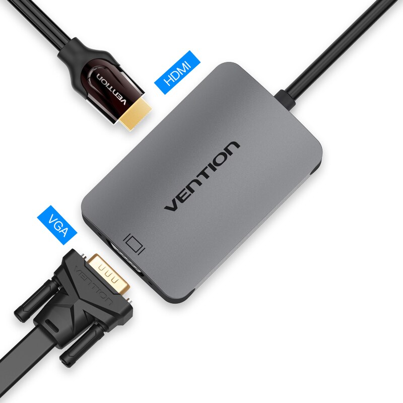 Cáp chuyển đổi Type- C ra HDMI + VGA Vention CGKHA - Hàng chính hãng