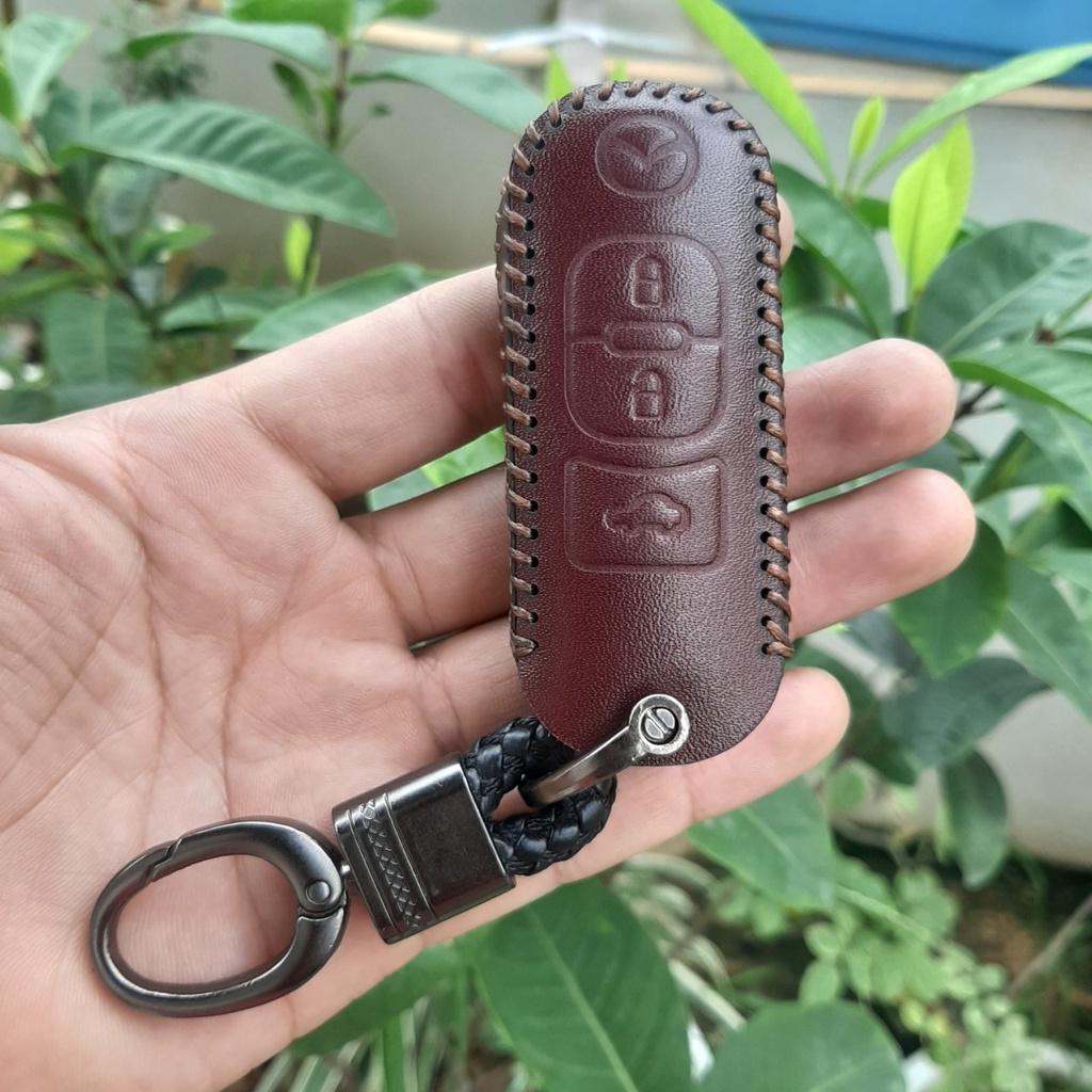 Bao Da Chìa Khóa MAZDA 3 NÚT. Da Bò Nhập Khẩu ITALIA, Khắc Tên + Số ĐT Chủ Xe