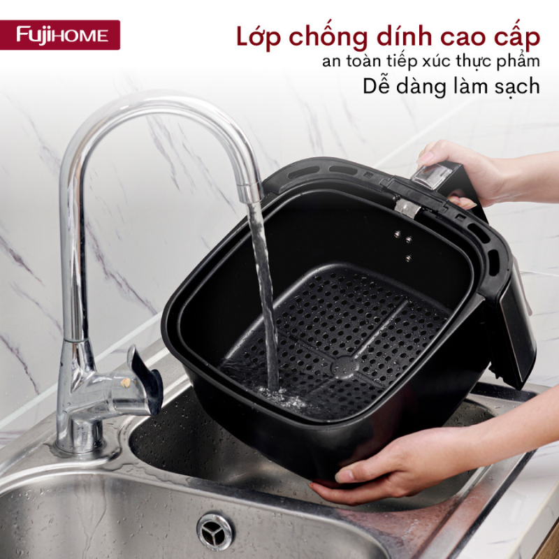 Nồi chiên không dầu FUJIHOME A7D dung tích 8 lít, Công suất 1800W, Bảng điều khiển điện tử, Đa dạng chức năng nướng, Hàng chính hãng BH 24 tháng